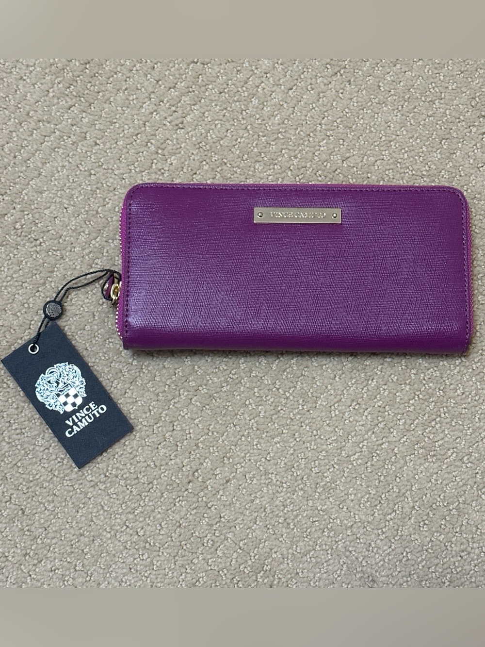 Vince Camuto Purple Saffino Leather Zip-Around Wallet
